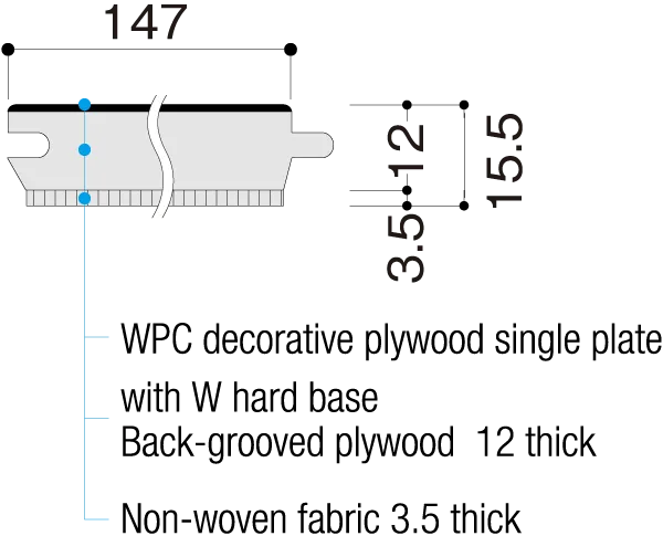 DW type Cross-sectional View, 15.5 mm thick